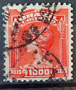 Selo Regular Cod RHM 146 Alegoria Republicana Liberdade 1906 Circulado 11