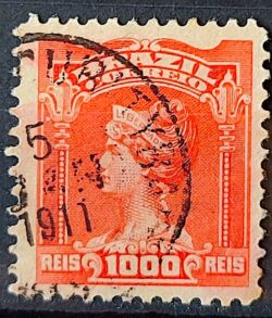 Selo Regular Cod RHM 146 Alegoria Republicana Liberdade 1906 Circulado 12