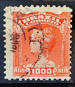 Selo Regular Cod RHM 146 Alegoria Republicana Liberdade 1906 Circulado 17