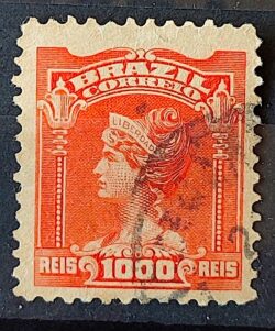 Selo Regular Cod RHM 146 Alegoria Republicana Liberdade 1906 Circulado 6