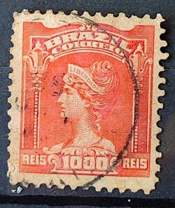 Selo Regular Cod RHM 146 Alegoria Republicana Liberdade 1906 Circulado 7