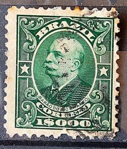 Selo Regular Cod RHM 147 Alegoria Republicana Barao do Rio Branco 1913 Circulado 13