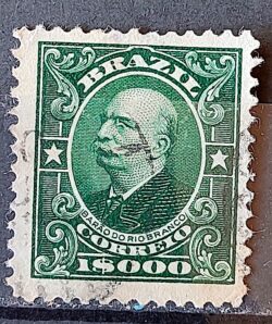 Selo Regular Cod RHM 147 Alegoria Republicana Barao do Rio Branco 1913 Circulado 7