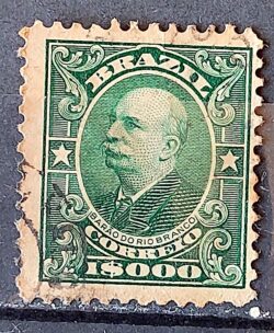 Selo Regular Cod RHM 147 Alegoria Republicana Barao do Rio Branco 1913 Circulado 8