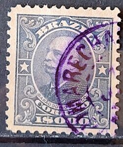 Selo Regular Cod RHM 148 Alegoria Republicana Barao do Rio Branco Diplomacia 1915 Circulado 5