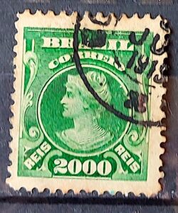 Selo Regular Cod RHM 149 Alegoria Republicana Verde 1906 Circulado 11