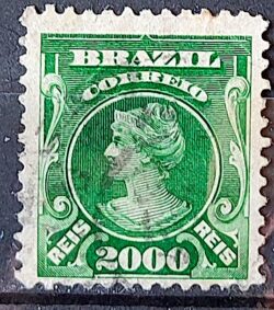 Selo Regular Cod RHM 149 Alegoria Republicana Verde 1906 Circulado 12