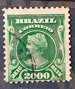 Selo Regular Cod RHM 149 Alegoria Republicana Verde 1906 Circulado 3
