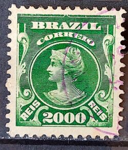 Selo Regular Cod RHM 149 Alegoria Republicana Verde 1906 Circulado 4