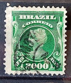 Selo Regular Cod RHM 149 Alegoria Republicana Verde 1906 Circulado 6