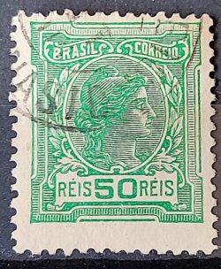 Selo Regular Cod RHM 157 Alegoria Republicana 1918 Circulado 2