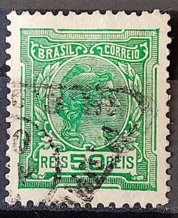 Selo Regular Cod RHM 157 Alegoria Republicana 1918 Circulado 7
