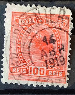 Selo Regular Cod RHM 158 Alegoria Republicana 1918 Circulado 18