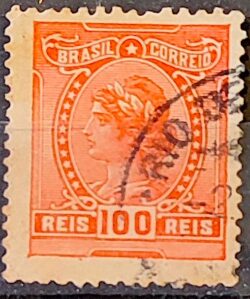 Selo Regular Cod RHM 158 a Alegoria Republicana 1918 Circulado 11