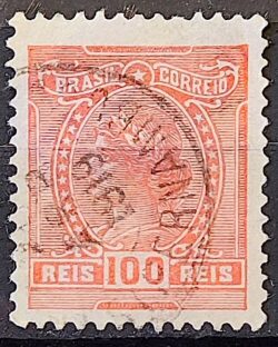 Selo Regular Cod RHM 158 a Alegoria Republicana 1918 Circulado 14