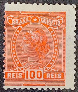 Selo Regular Cod RHM 158 a Alegoria Republicana 1918 Circulado 18