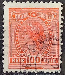 Selo Regular Cod RHM 158 a Alegoria Republicana 1918 Circulado 2
