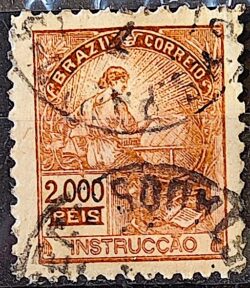 Selo Regular Cod RHM 171 Instrucao 1918 Circulado 3
