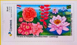 PB 196 Selo Personalizado Relacoes Diplomaticas Luxemburgo Flor Bandeira 2022