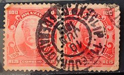 Selo Regular Cod RHM 139a Alegoria Republicana Eduardo Wandenkolk Militar Marinha 1906 Circulado Par 1