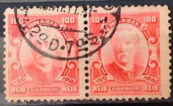 Selo Regular Cod RHM 139a Alegoria Republicana Eduardo Wandenkolk Militar Marinha 1906 Circulado Par 20