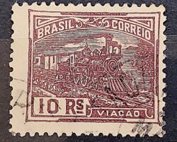 Selo Regular Cod RHM 173 Vovo Viacao 10 Reis Trem Sem Filigrana 1920 Circulado 1