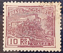 Selo Regular Cod RHM 173 Vovo Viacao 10 Reis Trem Sem Filigrana 1920 Circulado 2