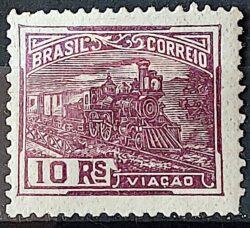Selo Regular Cod RHM 173b Vovo Viacao 10 Reis Trem Papel Cebolinha Sem Filigrana 1922 1