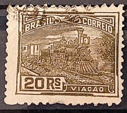 Selo Regular Cod RHM 174 Vovo Viacao 20 Reis Trem Sem Filigrana 1920 Circulado 12