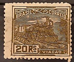 Selo Regular Cod RHM 174 Vovo Viacao 20 Reis Trem Sem Filigrana 1920 Circulado 13