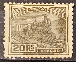 Selo Regular Cod RHM 174 Vovo Viacao 20 Reis Trem Sem Filigrana 1920 Circulado 15