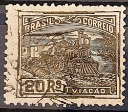 Selo Regular Cod RHM 174 Vovo Viacao 20 Reis Trem Sem Filigrana 1920 Circulado 3