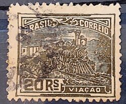 Selo Regular Cod RHM 174 Vovo Viacao 20 Reis Trem Sem Filigrana 1920 Circulado 6