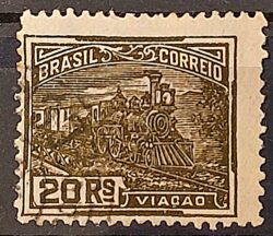 Selo Regular Cod RHM 174 Vovo Viacao 20 Reis Trem Sem Filigrana 1920 Circulado 7