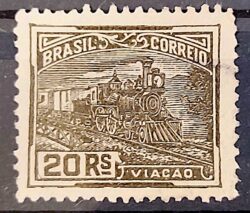 Selo Regular Cod RHM 174 Vovo Viacao 20 Reis Trem Sem Filigrana 1920 Circulado 8