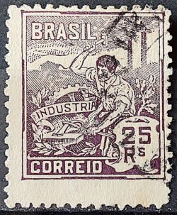 Selo Regular Cod RHM 175 Vovo Industria 25 Reis Sem Filigrana 1920 Circulado 1