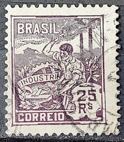 Selo Regular Cod RHM 175 Vovo Industria 25 Reis Sem Filigrana 1920 Circulado 12