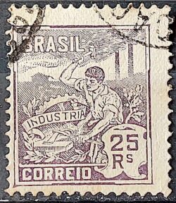 Selo Regular Cod RHM 175 Vovo Industria 25 Reis Sem Filigrana 1920 Circulado 13