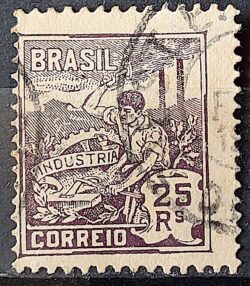 Selo Regular Cod RHM 175 Vovo Industria 25 Reis Sem Filigrana 1920 Circulado 3