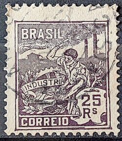 Selo Regular Cod RHM 175 Vovo Industria 25 Reis Sem Filigrana 1920 Circulado 4