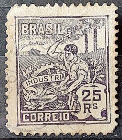 Selo Regular Cod RHM 175 Vovo Industria 25 Reis Sem Filigrana 1920 Circulado 5