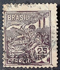 Selo Regular Cod RHM 175 Vovo Industria 25 Reis Sem Filigrana 1920 Circulado 7