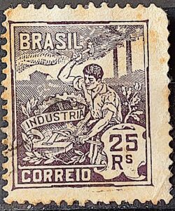 Selo Regular Cod RHM 175 Vovo Industria 25 Reis Sem Filigrana 1920 Circulado 9