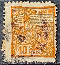 Selo Regular Cod RHM 176 Vovo Agricultura 40 Reis Sem Filigrana 1922 Circulado 5