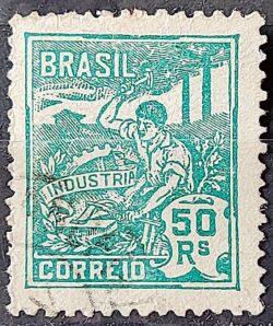 Selo Regular Cod RHM 177 Vovo Industria 50 Reis Sem Filigrana 1920 Circulado 1