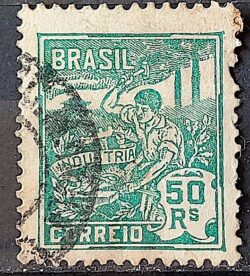 Selo Regular Cod RHM 177 Vovo Industria 50 Reis Sem Filigrana 1920 Circulado 10