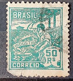 Selo Regular Cod RHM 177 Vovo Industria 50 Reis Sem Filigrana 1920 Circulado 11