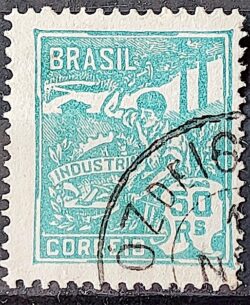 Selo Regular Cod RHM 177 Vovo Industria 50 Reis Sem Filigrana 1920 Circulado 12