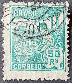 Selo Regular Cod RHM 177 Vovo Industria 50 Reis Sem Filigrana 1920 Circulado 16