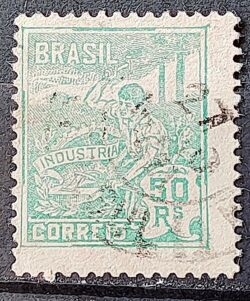 Selo Regular Cod RHM 177 Vovo Industria 50 Reis Sem Filigrana 1920 Circulado 17